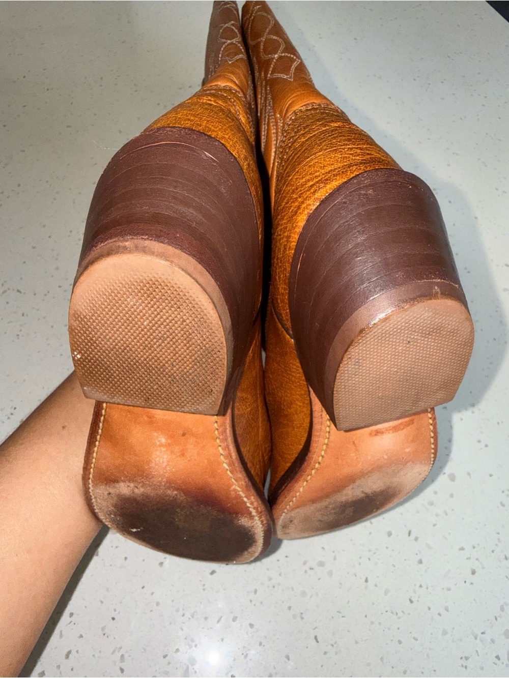 Vintage 1970s Frye Women's Tan Leather Western Heeled Boots - Picture 12 of 12
